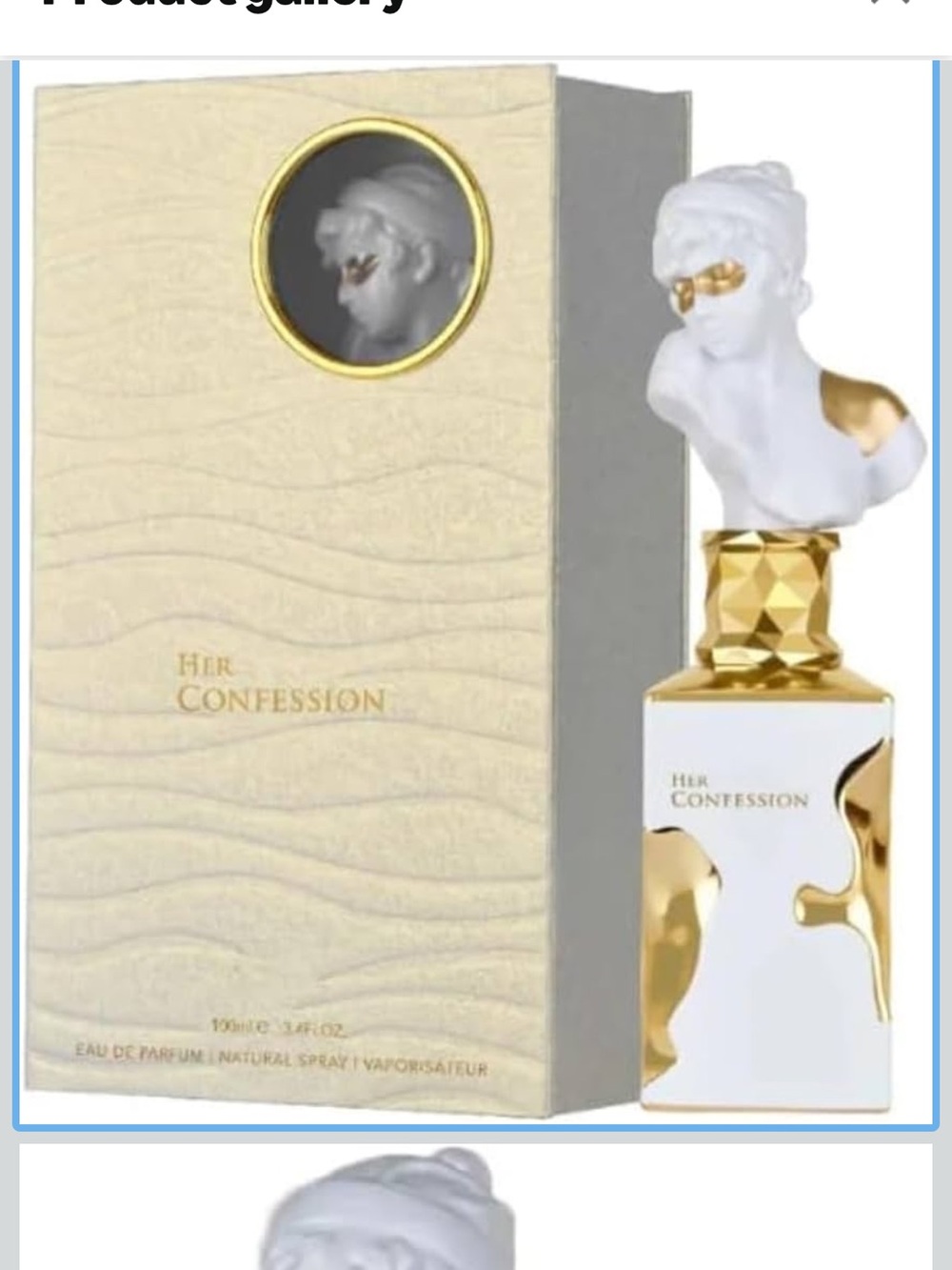Confession White and Gold Sculpted Bust Fragrance Bottle